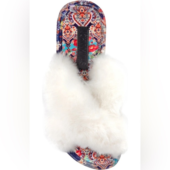 Johnny Was Indi X Faux Fur Trim Slipper size 7 - Picture 8 of 8
